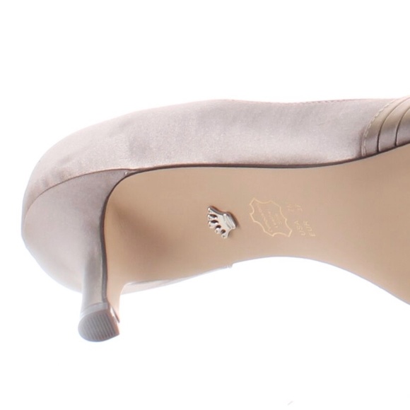 Nina Contesa D’Orsay CHAMPAGNE SATIN Open Toe Pumps Womens Evening Dress Shoes 7 - Picture 7 of 8